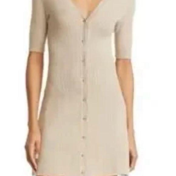ba&sh Beige Button-Front Mini Dress - Picture 2 of 4